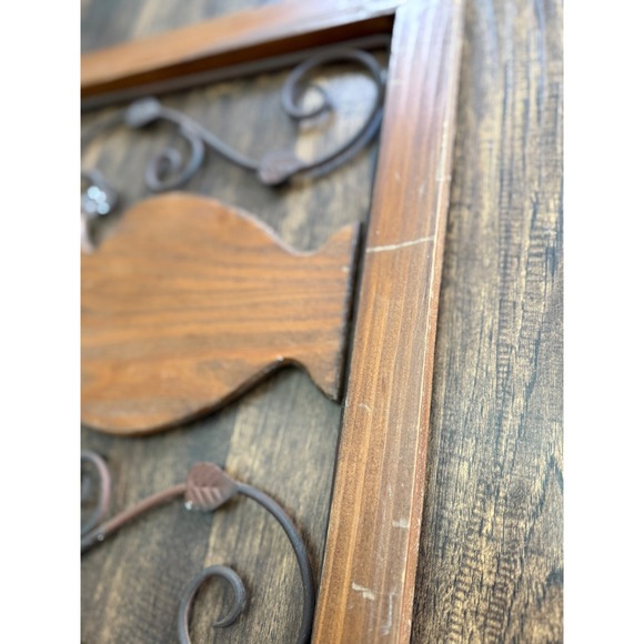 Wood & Metal Floral Wall Decor Rustic Vase Flower Accent Farmhouse Style - Picture 6 of 8